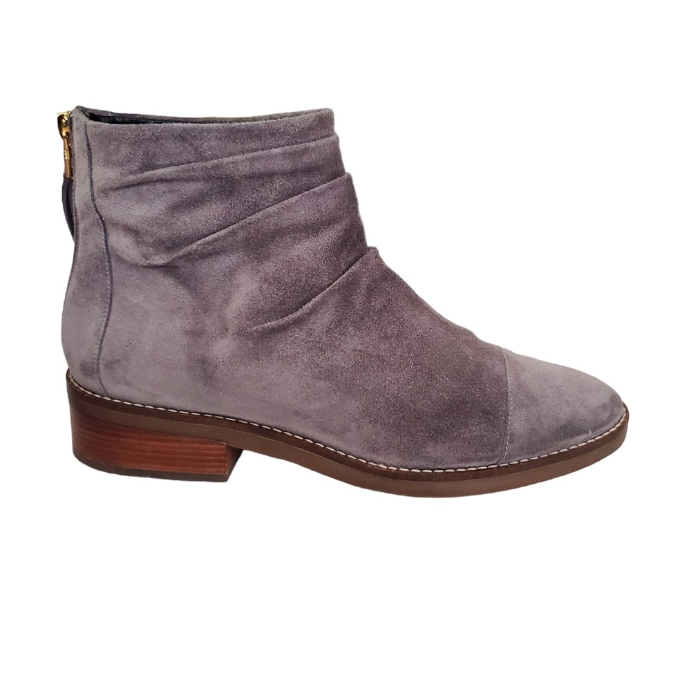 Cole Haan Riona Grand Back Zip Bootie Slouch Ankle Boot Gray Suede Women's 11B
